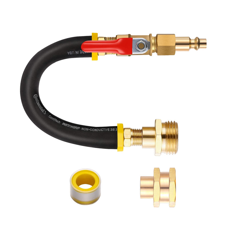 RV Winterizing kit & Sprinkler Blowout Adapter with shut off valve Air compressor Quick-Connect plug garden hose Water Blow Out Fitting for Winterize Sprinkler Systems, Camper,Motorhome