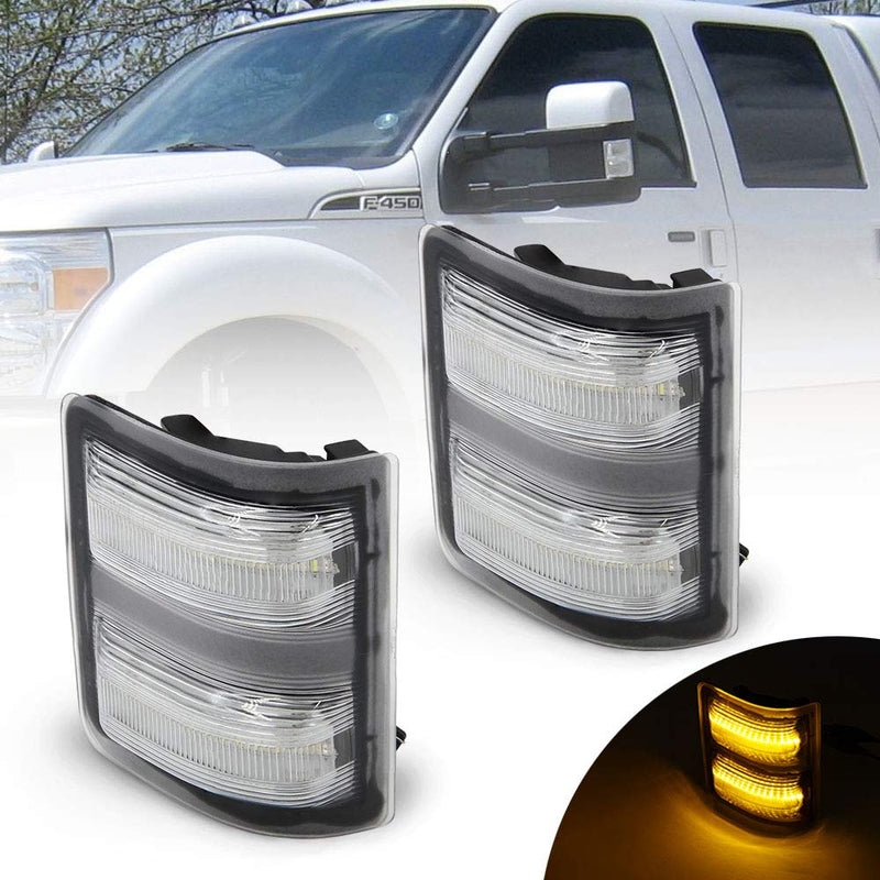 Led Side Mirror Marker Lamp For Ford F250 F350 F450 F550 2008 2009 2010 2011 2012 2013 2014 2015 2016 Super Duty Switchback White Led Driving Parking Light Amber Led Turn Signal Light Smoke Lens clear lens