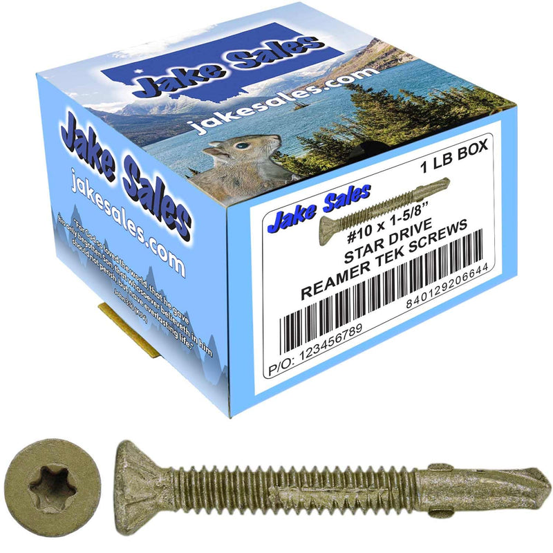10x1-5/8 Reamer Tek Torx/Star Head Self-Drilling Wood to Metal Screws - for Flatbeds, Trailers - T-30 Torx Screw Head 1 Pound 113 Screws #10 x 1-5/8" - 1 lb 113 Screws