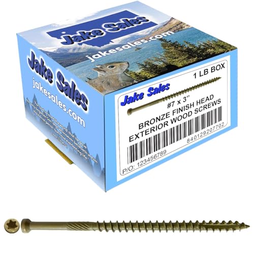#7 x 3 Bronze Coated Tiny Finish Head Multipurpose Wood Screw - Torx/Star - ACQ Compatible - 1 Pound 118 Screws 3" 1 LB