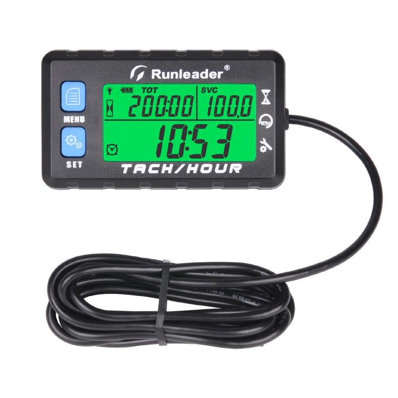Runleader Hour Meter Tachometer, Maintenance Reminder, Alert RPM Reminder, Initial Hours Settable, Battery Replaceable, Use for Lawn Mower Generator Marine ATV and Gas Powered Equipment (HM058B-BU) HM058B-BU