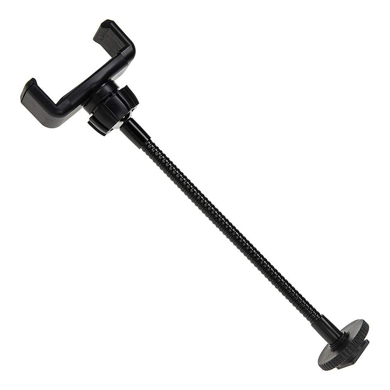 Fotodiox Cell Phone Mount w/Gooseneck Tripod/Hot Shoe Adapter - Universal Phone 1/4" Tripod Mount Clamp for Smartphones, 2.2-4" Wide Adjustable