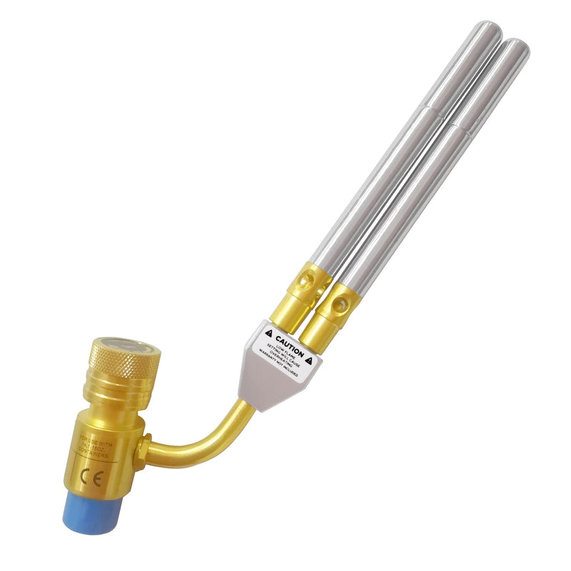 Zero ZR-1D1 Double Flame Map Gas Torch Kit, 360° Swivel Turbo Torch Head with Adjustable Flame, for Propane MAPP Gas, Professional Welding Brazing Plumbing HVAC Repair Yellow