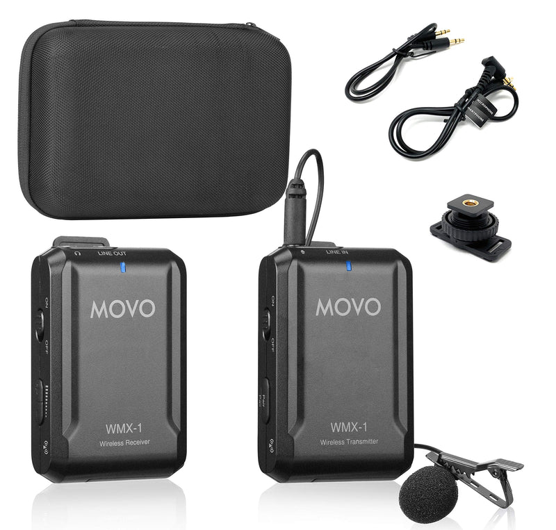 Movo WMX-1 2.4GHz Wireless Lavalier Microphone System Compatible with DSLR Cameras, Camcorders, iPhone, Android Smartphones, and Tablets (200' ft Audio Range) 1 Transmitter