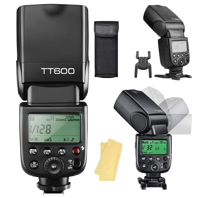 Godox TT600 GN60 2.4G 1/8000s Camera Flash Speedlite | 230 Full Power Flashes, 0.1-2.6s Recycle Time, Compatible for Canon, Nikon, Pentax, Olympus Cameras with Standard Hotshoe