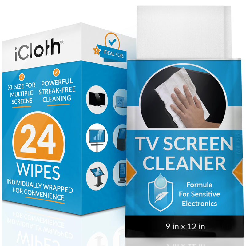 iCloth for Electronics | Monitor Cleaner and TV Screen Cleaner Wipes: Individually Sealed specially formulated alcohol wipes Easily Lifts Oil, Grease, Fingerprints, Makeup - Use as TV Screen Cleaner