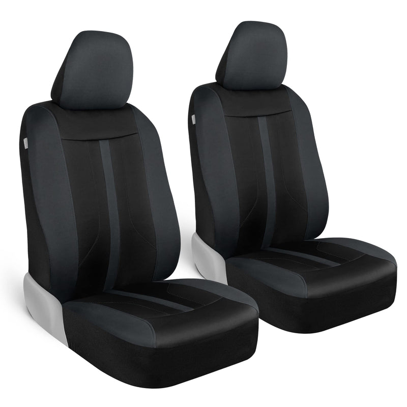 Motor Trend Gray Cloth Front Seat Covers - Premium Bucket Seat Covers for Vehicles with Removable Headrests, Car, Truck, Van and SUV Interior Covers Gray Straight Line