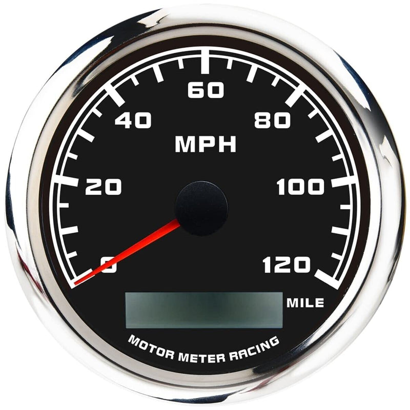 MOTOR METER RACING W Pro Series 85mm 3-3/8" GPS Speedometer Digital Odometer 120 MPH Black Dial White LED Waterproof for Car Truck Marine Boat Yacht Motorcycle 120 MPH 85mm