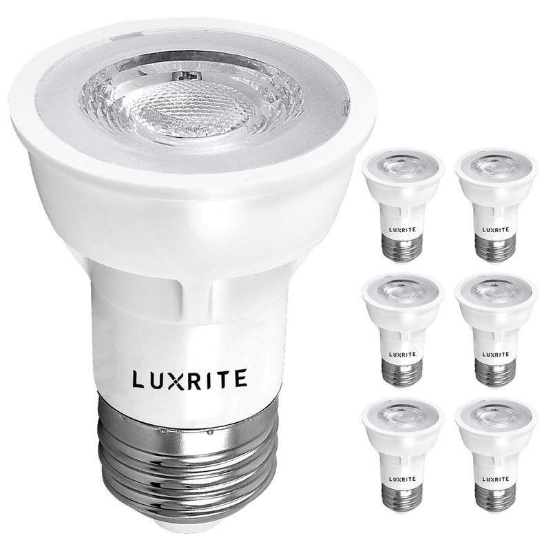 LUXRITE PAR16 LED Bulb, 5.5W (50W Equivalent), 5000K Bright White, 450 Lumens, Dimmable Spot Light, Enclosed Fixture Rated, 40° Beam Angle, ETL, Damp Rated, E26 Medium Base (6 Pack) 5000k (Bright White) 6 Count (Pack of 1)