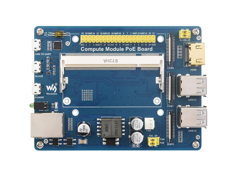 Waveshare Power Over Ethernet PoE Board for Raspberry Pi Compute Module CM3/ CM3L/ CM3+/ CM3+L