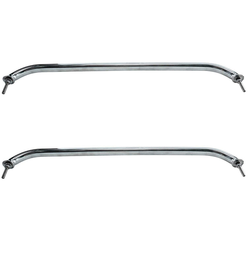 Amarine Made 2-Pack 12", 16", 18" Polished Stainless Heavy Duty Oval Boat Marine Grab Handle Hand Rail with Flange & Stud (18")