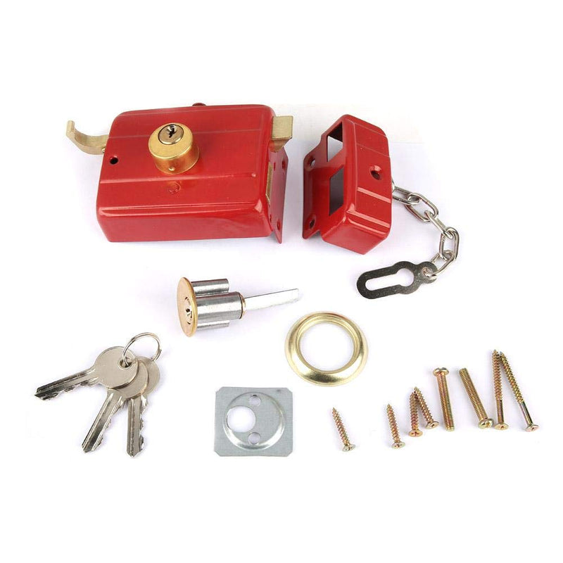 Nightlatch Heavy Duty Security Dead Bolt With Keys for Front Door - Red Hanging Hardware Deadbolt Rim Lock