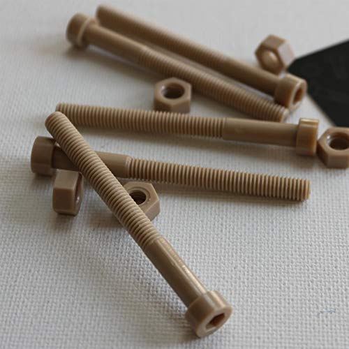 5X Natural PEEK Socket Head Screws & Bolts M6 x 65mm, Nuts & Washers