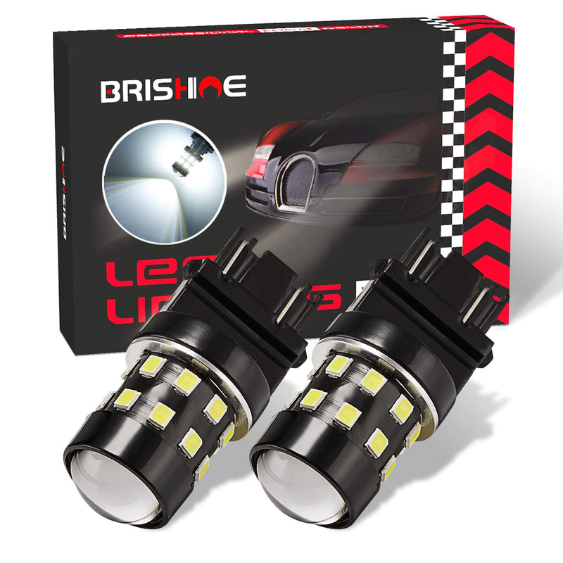 Super Bright 3157 3156 3056 3057 4157 3047 4057 3457 T25 LED Bulbs 6000K Xenon White 24-SMD LED Chipsets with Projector for Backup Reverse Lights, Brake Tail Lights, Running Lights(Pack of 2) Pack of 2