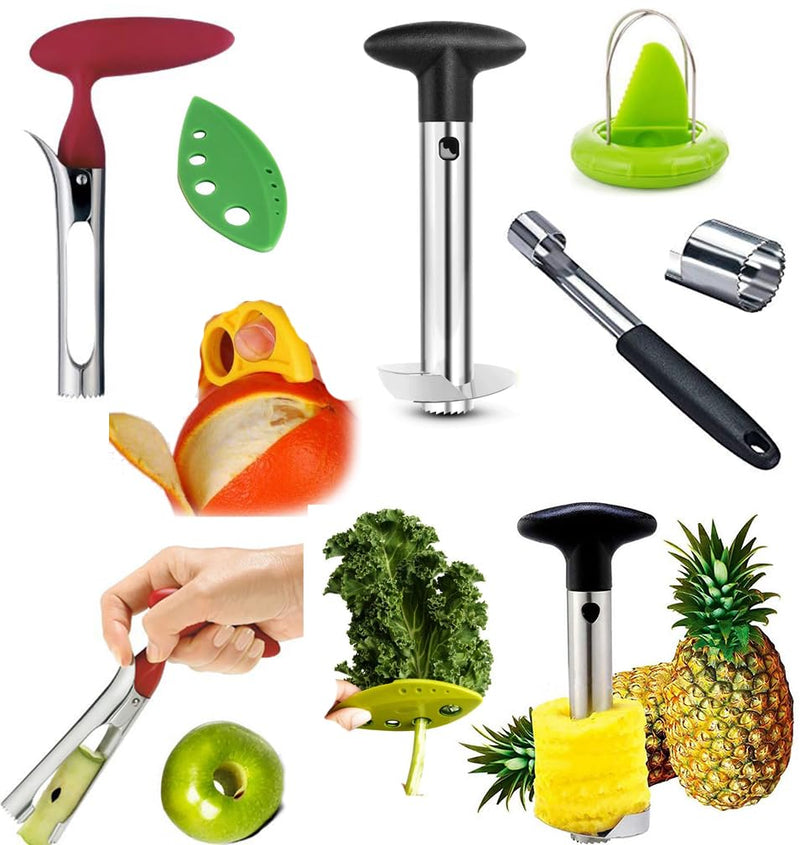 COMBO PACK - Apple Corer, Pineapple Slicer, Pear Pepper Poker, Herb Kale Stripper, Kiwi Tool, Citrus Orange Peeler SUPER SLICER Juicer Prepping PACK by Bright Kitchen Super Slicer Pack!