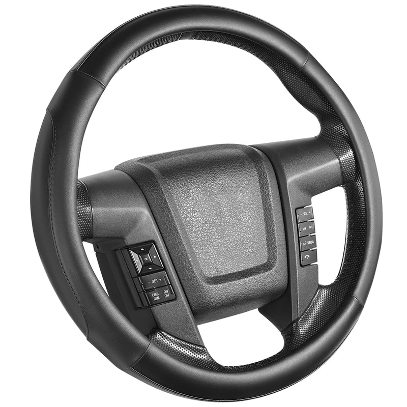 SEG Direct Car Steering Wheel Cover Large Size for F150 F250 F350 Ram 4Runner Tacoma Tundra Range Rover with 15 1/2 inches-16 inches Outer Diameter, Black Microfiber Leather 01-Black Large size[15 1/2''-16'']