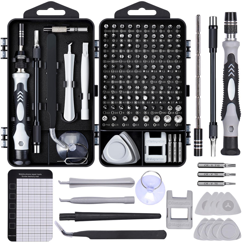 SHOWPIN 122 in 1 Precision Computer Screwdriver Kit, Laptop Screwdriver Sets with 101 Magnetic Drill Bits, Computer Accessories, Electronics Tool Kit Compatible for Tablet, PC, iPhone, PS4 Repair Grey