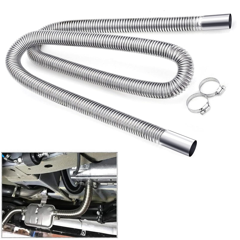 COLOR TREE 78.7inch Universal Stainless Steel Exhaust Pipe 1inch ID Parking Air Heater Tank Diesel Gas Vent Hose Length for Car Truck 2M / 2.5CM