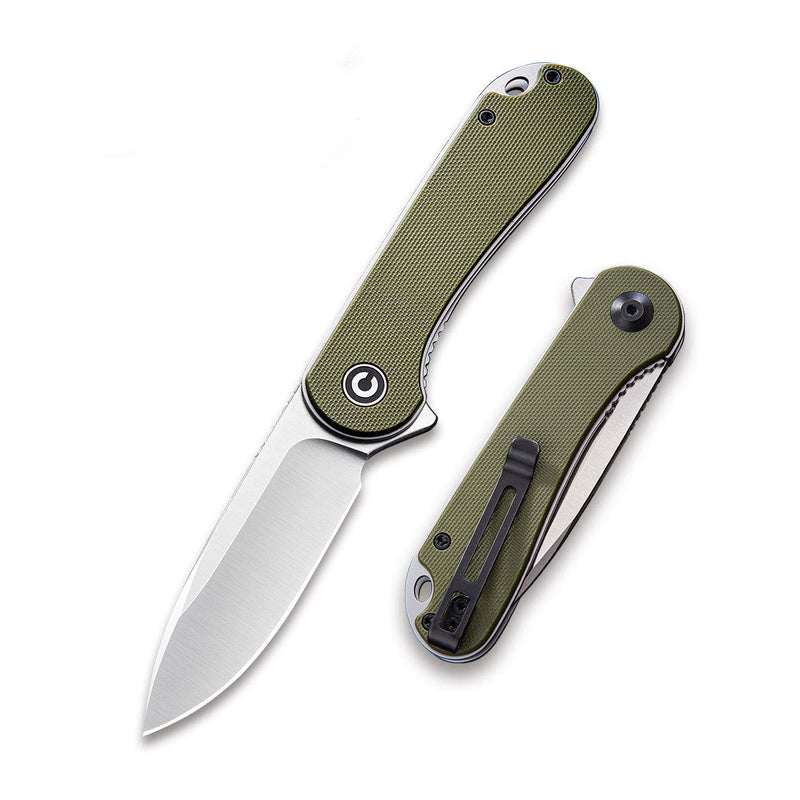 CIVIVI Knives Elementum Folding Pocket Knife 2.96" D2 Satin Blade,G-10 Handles C907E (Green) Green