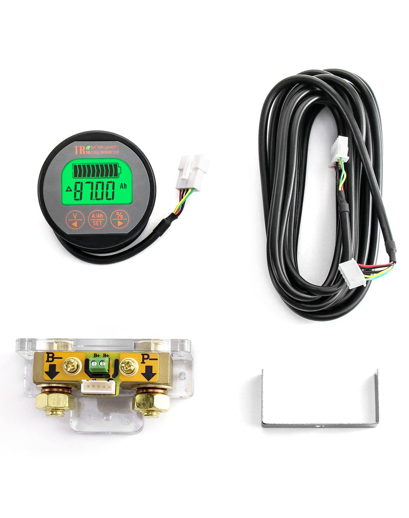  [AUSTRALIA] - QWORK Battery Monitor Voltmeter Ammeter, Voltage Range 8V-80V and up to 500A, Voltage Current Meter with 13 ft Custom Cable 8-80V 0-350A