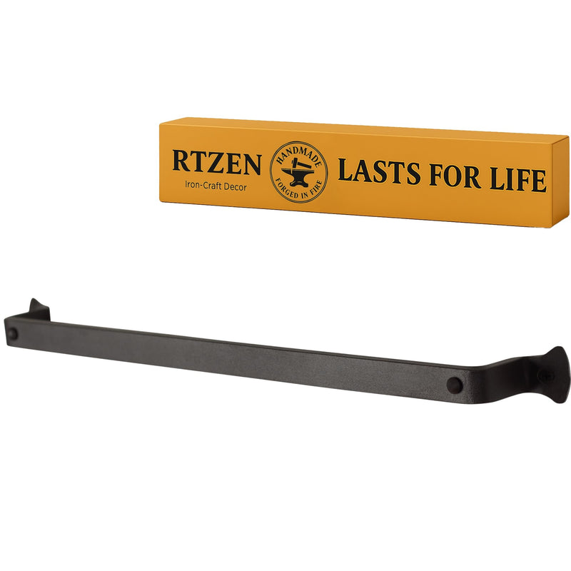RTZEN Farmehouse Bathroom Towel Holder - Wrought Iron Matte Metal Black Towel Bar Wall Mount Rod - Handmade Home Decor Metal Kitchen Hanger Bar (17'' - Fits 14 Inch Towels) Medium Hammer-Nail