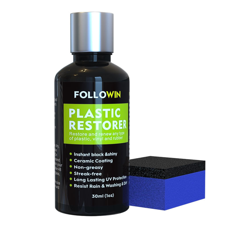 FOLLOWIN Plastic Restorer for Cars - Black Trim Restorer & Ceramic Coating, Resists Water, UV Rays, Dirt, Not a Dressing, Hydrophobic Protection, Highly Concentrated Formula,30ml 30ml