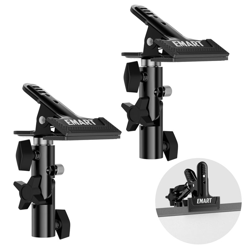 EMART Photography Reflector Holder, Photo Video Studio 5/8" Heavy Duty Metal Clamp Attachment, Light Stand Clip Mount with Umbrella Hole for Backdrop, Diffuser, Lighting -2 Pack 2 Pack