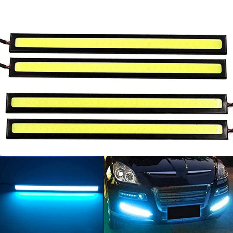 YSY 17cm Universal Car Trucks Daytime Running Light Lamp Super Bright 12V Waterproof LED Strips COB DRL Car Led Fog Light (Ice Blue) Ice Blue