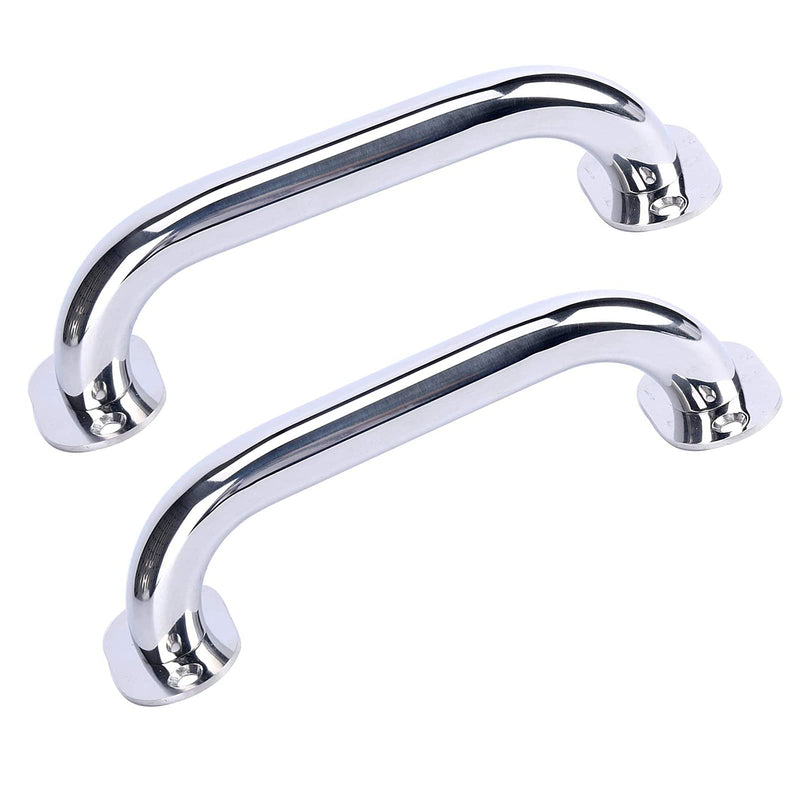 Amarine Made Stainless Steel Boat Handrail, Marine Rail, Grab Handle, Overall Length 9",Plate Size 1-5/8"2-1/2" Round Tube 1" Fastener1/4 - W9968S (2-Pack)