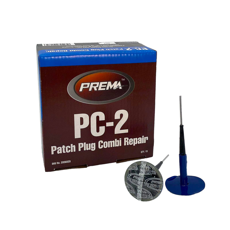  [AUSTRALIA] - PREMA PC-2 Combi 1/4 inch Tire Repair Units w/Wire Lead- Tire Patch and Plug Combination Unit for Permanent Flat Tire Repair. Box of 15 Units. Use in Automotive, Truck, Agricultural Farm Tire Repair