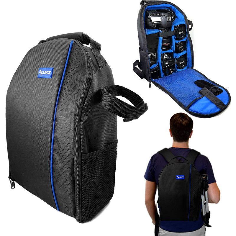 Acuvar BPACK03 Padded Backpack with Customizable Interior Padding and Rain Cover for SLR/DSLR Cameras, Action Digital Cameras, Drone For Canon Nikon Sony & Camera Lens Accessories Gen 2