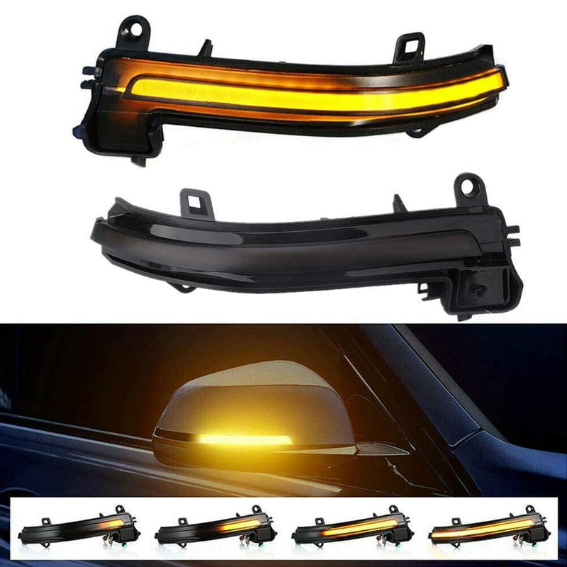 LED Dynamic Sequential Turn Signals Mirror Lights for BMW F30 F32 F36 F22 X1 i3 BMW 1/2/3/4 Series Smoked Sequential Side Marker Turn Signal Light Lamp Blinkers Accessories 63137280771 63137280772 Dark Smoked Lens