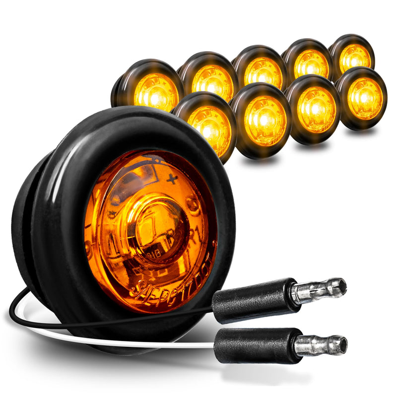 TRUE MODS 10pc 3/4" Inch Round Amber Trailer 12V LED Marker Light [DOT FMVSS 108] [SAE P2PC] [Semi-Spherical Output] [IP67 Waterproof] [Bullet Style] Small Clearance Marker Lights for Trailer Truck RV 10 pack Amber (Standard)