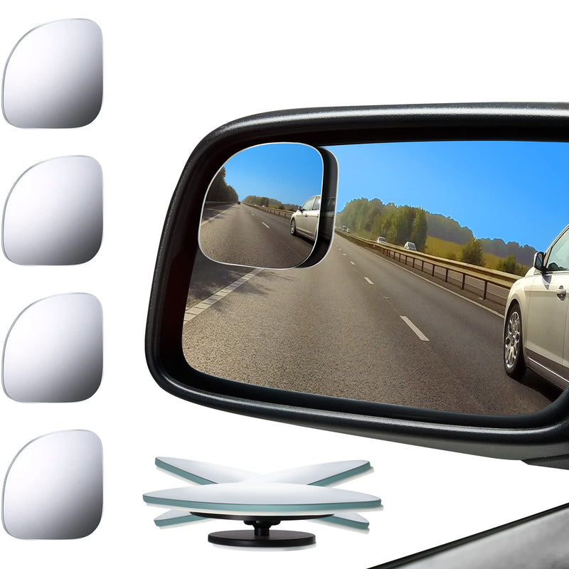 4 Pieces Fan-Shaped Automobile Rear Blind Spot Mirror, 360 Degree Rotating Design, Automobile Side Wide Angle Safety Convex Rearview for Car Truck Van (Natural Mirror Color)