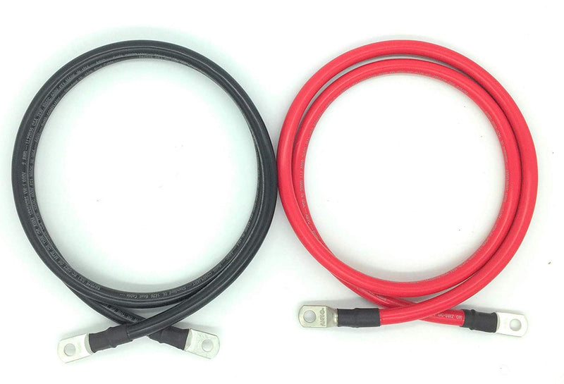 End Game 2 AWG Gauge Marine Grade Battery Cables, Made in USA, Fully Assembled with Heavy Duty Tinned Lugs, 1ft-15ft Lengths Available (Red/Black Set, 1ft - 3/8” Lugs)