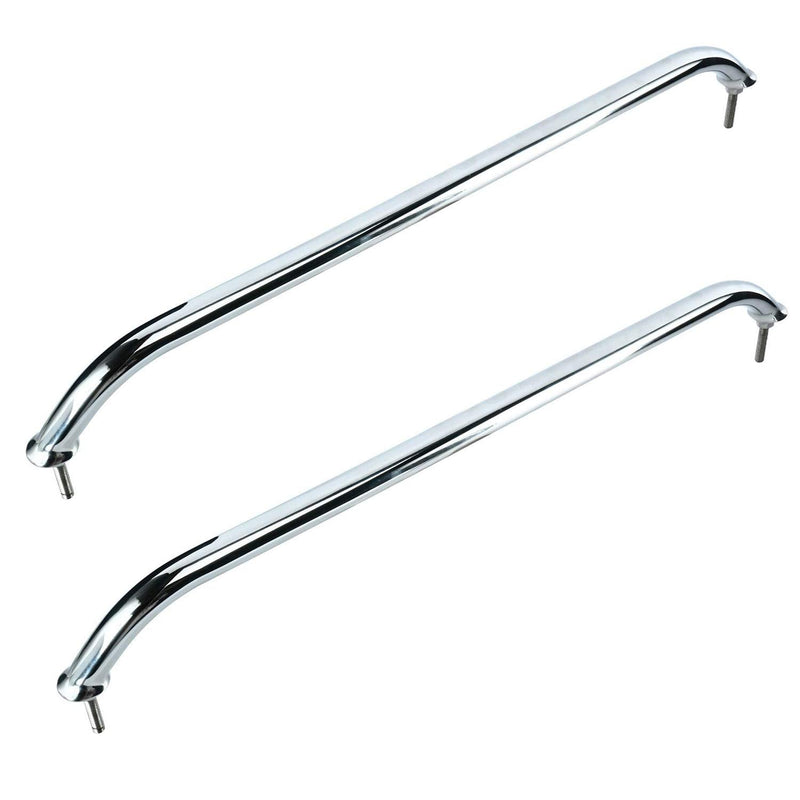 Amarine Made 2-Pack 12", 16", 18" Polished Stainless Heavy Duty Oval Boat Marine Grab Handle Hand Rail with Flange & Stud (12 ")