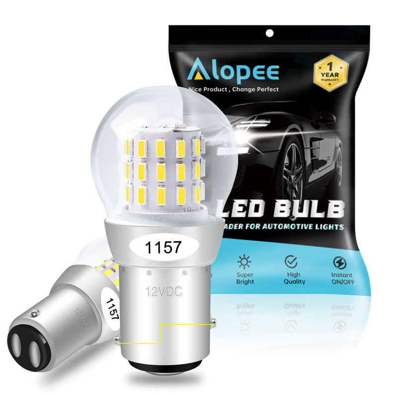 Alopee 2-Pack 1157 LED Bulb White 12V-15V DC BAY15D Bulb 39SMD 3014 Chip Waterproof High Brightness for Reverse Backup Lights Compatible with 2357 7528 2057