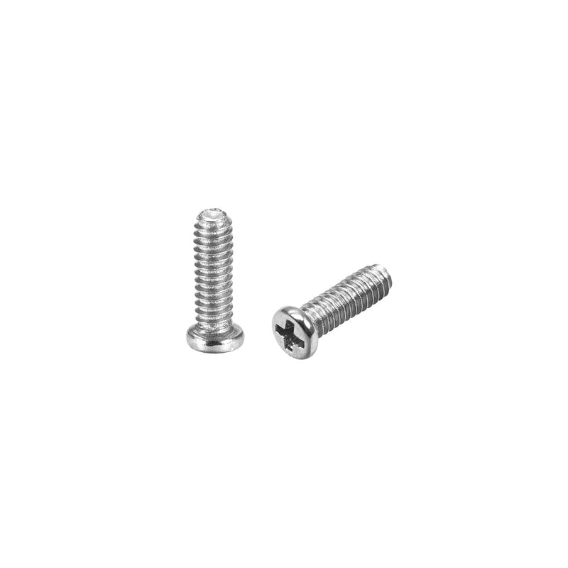 uxcell M2x6mm Phillips Screw Fastener Silver Tone 2.8mm Dia Screw Head for Laptop PC TV Fan Switch 50pcs