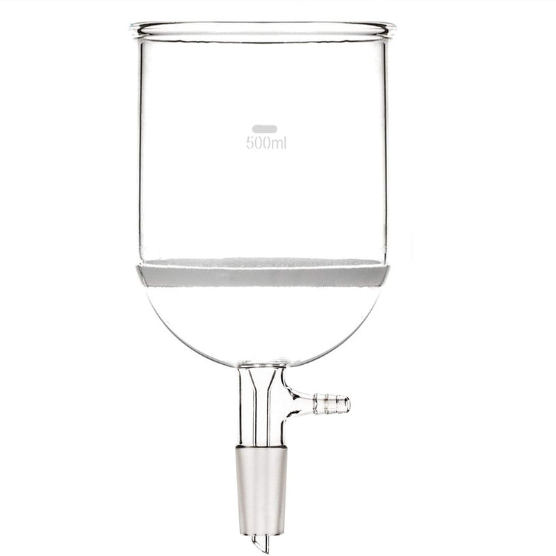 500ml 24/40 Glass Buchner Filtering Funnel with 5# Coarse Fine Frit Vacuum Serrated Tubulation Lab Borosilicate Glassware 500ml