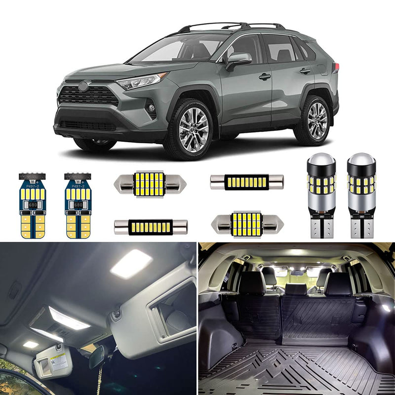 White LED Interior Lights Kit for Toyota RAV4 2016 2017 2018 2019 2020 2021 2022 Super Bright 6000K Interior LED Lights Bulbs Package + Install Tool
