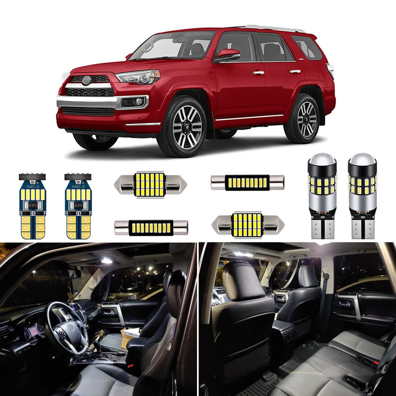16 Piece White Interior LED Lights Kit for Toyota 4Runner 2010 2011 2012 2013 2014 2015 2016 2017 2018 2019 2020 2021 2022 Super Bright 6000K Interior LED Light Bulbs Package + Install Tool