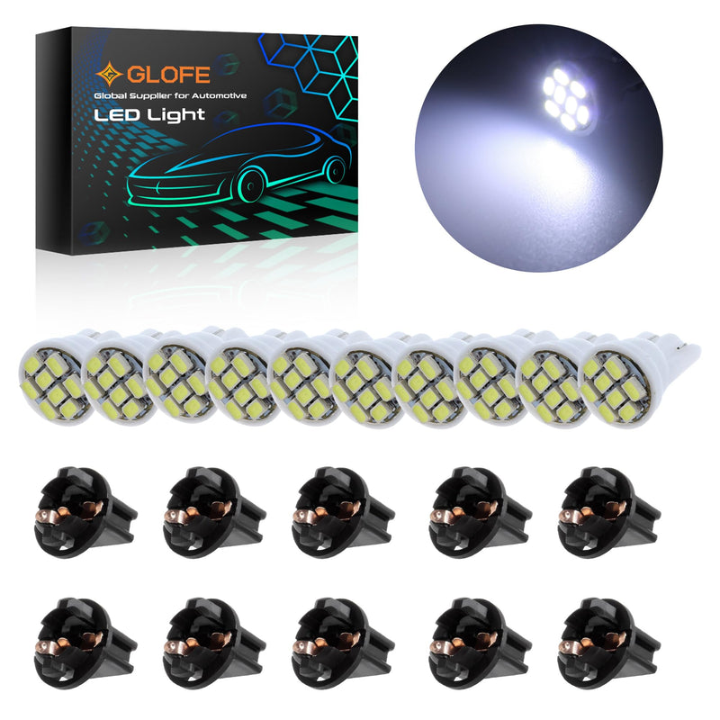T10 194 168 Dash Instrument White LED Light Bulbs Bright Panel Gauge Cluster Dashboard LED Light Bulbs 10Pcs/Set (White)