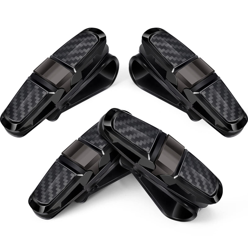 Boao 4 Pcs Sunglasses Holders for Car Sun Visor, Glasses Ticket Card Clip Mount Hanger, Double-Ends Clip 180 Degree Rotational Car Visor Accessories(Black) Black