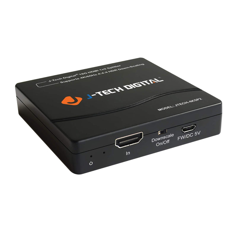 HDMI Splitter 1 in 2 Out 4K 60Hz Multi-Resolution Output (MRO) by J-Tech Digital HDMI 2.0 Splitter Supports Downscale HDR HDR10 / Dolby Vision 4K@60Hz 4:4:4 HDCP2.3 2.2 (JTECH-4KSP2) 4K 1x2 4:4:4