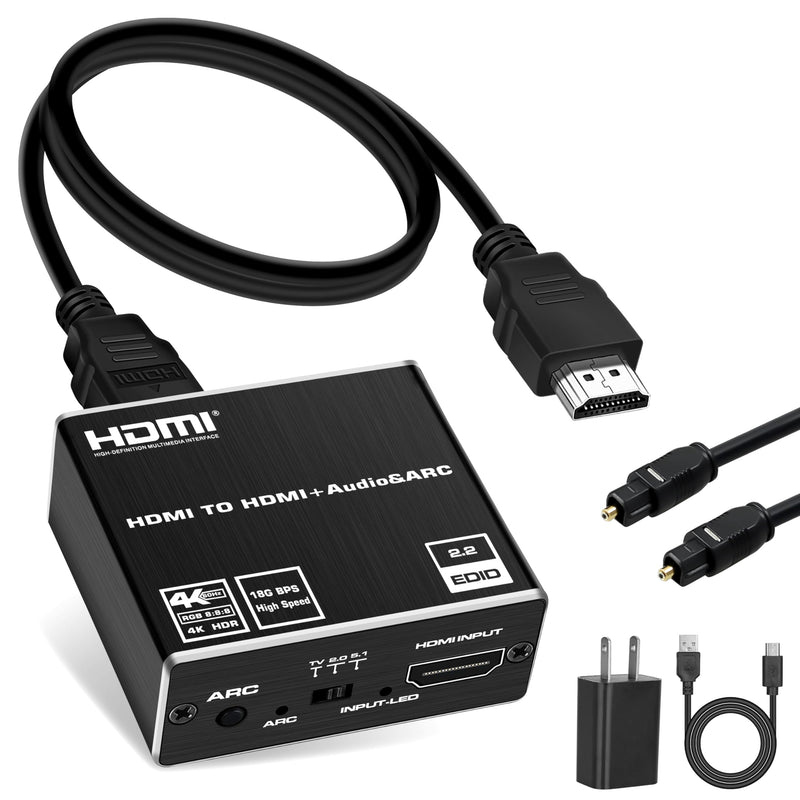 HDMI ARC to Optical Audio Adapter, NEWCARE 4K@60Hz H DMI Audio Splitter Converter, HDMI to Optical Toslink SPDIF+3.5mm Jack AUX Audio Out, Metal HDMI Audio Extractor Support Blue-Ray Play Soundbar