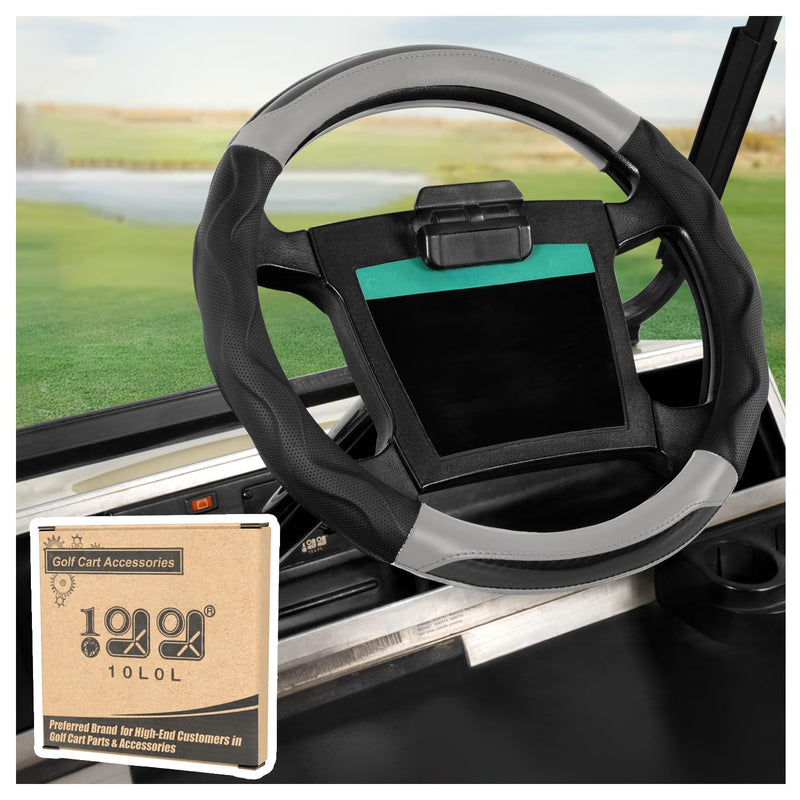10L0L Golf Cart Steering Wheel Cover for Yamaha, Club Car DS & Precedent, 14 Inch Black Gray