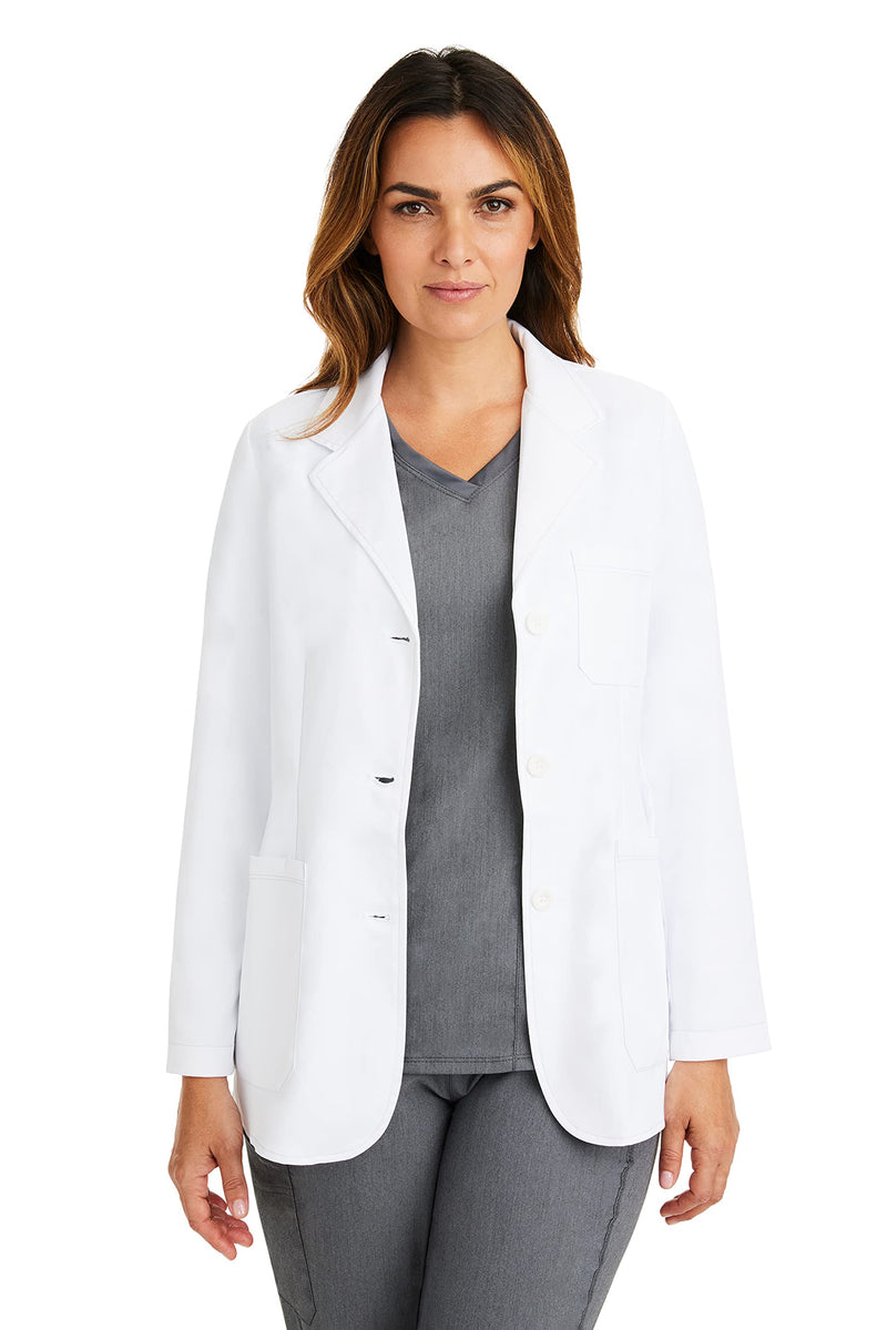 Healing Hands Women's Lab Coat with 4 Pockets, Moisture Wicking & 2-Way Stretch Fabric, Button Front Consultation Coat 5160 Standard Size 29" Medium White