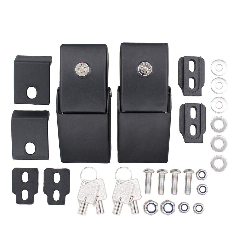 NewYall Pair Black Hood Latch Catch Lock Accessories Kit for Jeep Wrangler JK JKU 2007-2018 JL JLU Gladiator JT 2018-2024 Exterior Aluminum Steel Locking
