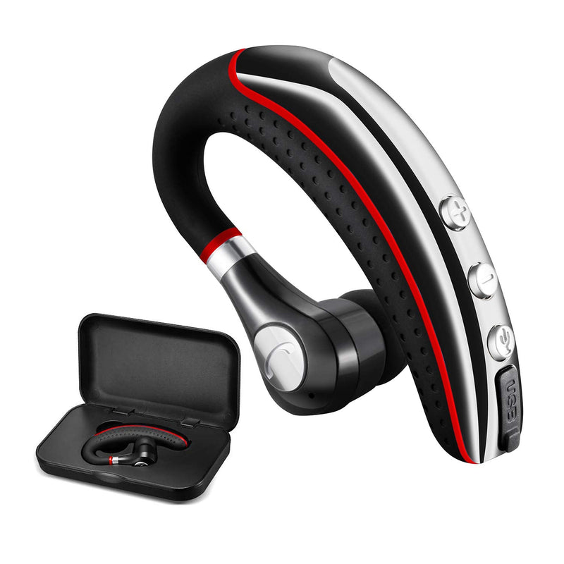 Bluetooth Headset,Wireless v5.0 Business Bluetooth Earpiece in Ear Lightweight Sweatproof Earphones with Mic Work for Cell Phones for Office/Workout/Driving Red