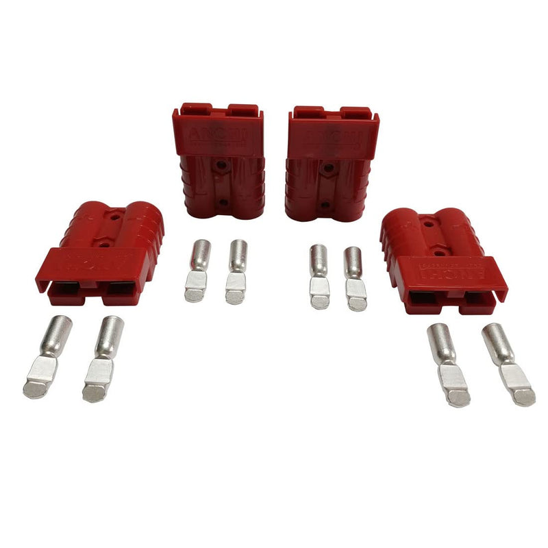 50Amp Power Connector Plug 50A Quick Connect Disconnect 600 V 2 Pairs(4pcs) for 50Amp Battery Connector(8AWG, RED) 8AWG